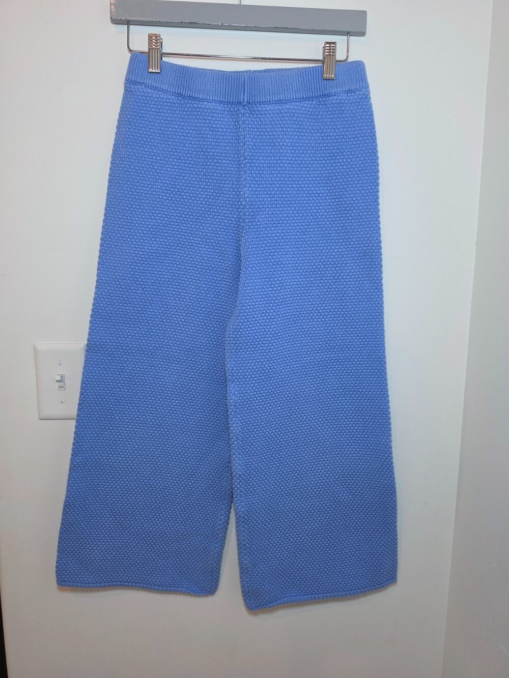 Free People Beach Blue Hailee Blue Waffle Knit Pants Wide Leg Size XS